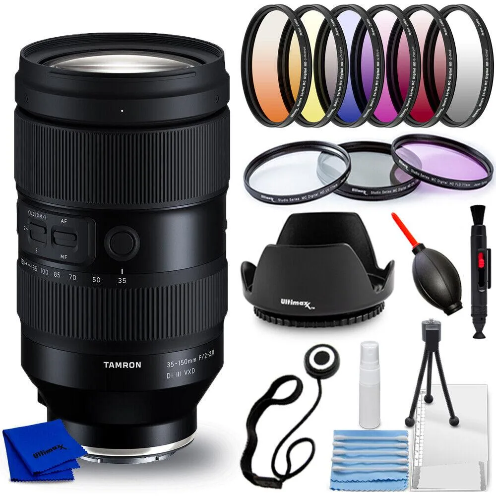 Tamron Tamron 35-150mm f/2-2.8 Di III VXD Sony E camera lens with 16PC accessory bundle — product photo