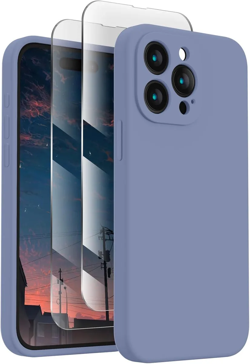 TAURKENAM TAURKENAM iPhone 15 Pro Case Silicone Lavender Gray 6.1 inch — product photo