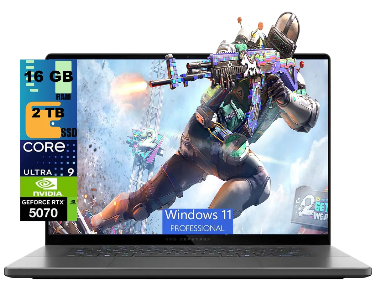 ASUS ASUS ROG Zephyrus G16 laptop Ultra 9 285H RTX 5070 16GB 2TB 16" 2.5k OLED 240Hz Grey — product photo