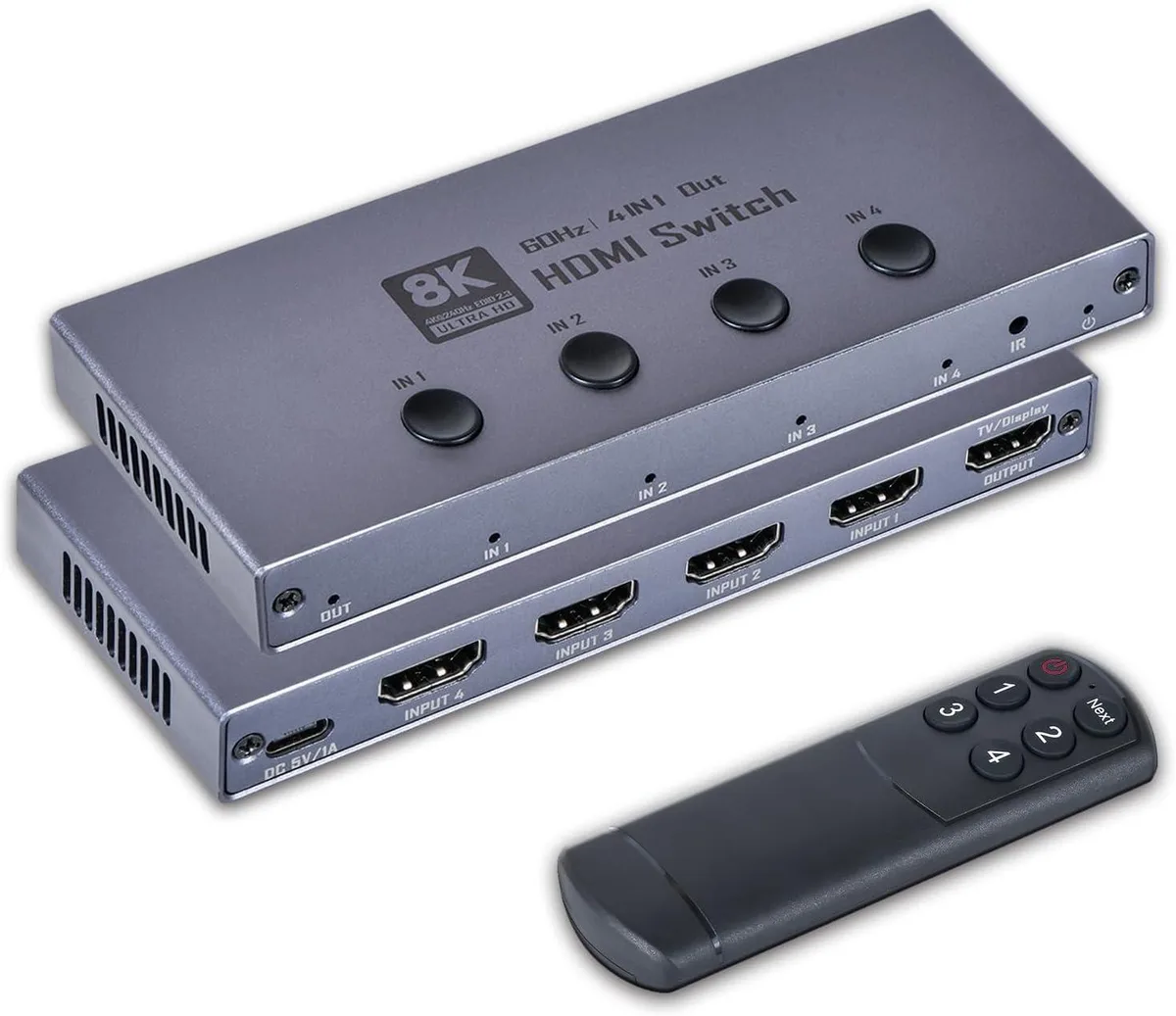 IHDAPP IHDAPP 4 Port 8K HDMI 2.1 Video Switch 4x1 Gray — product photo