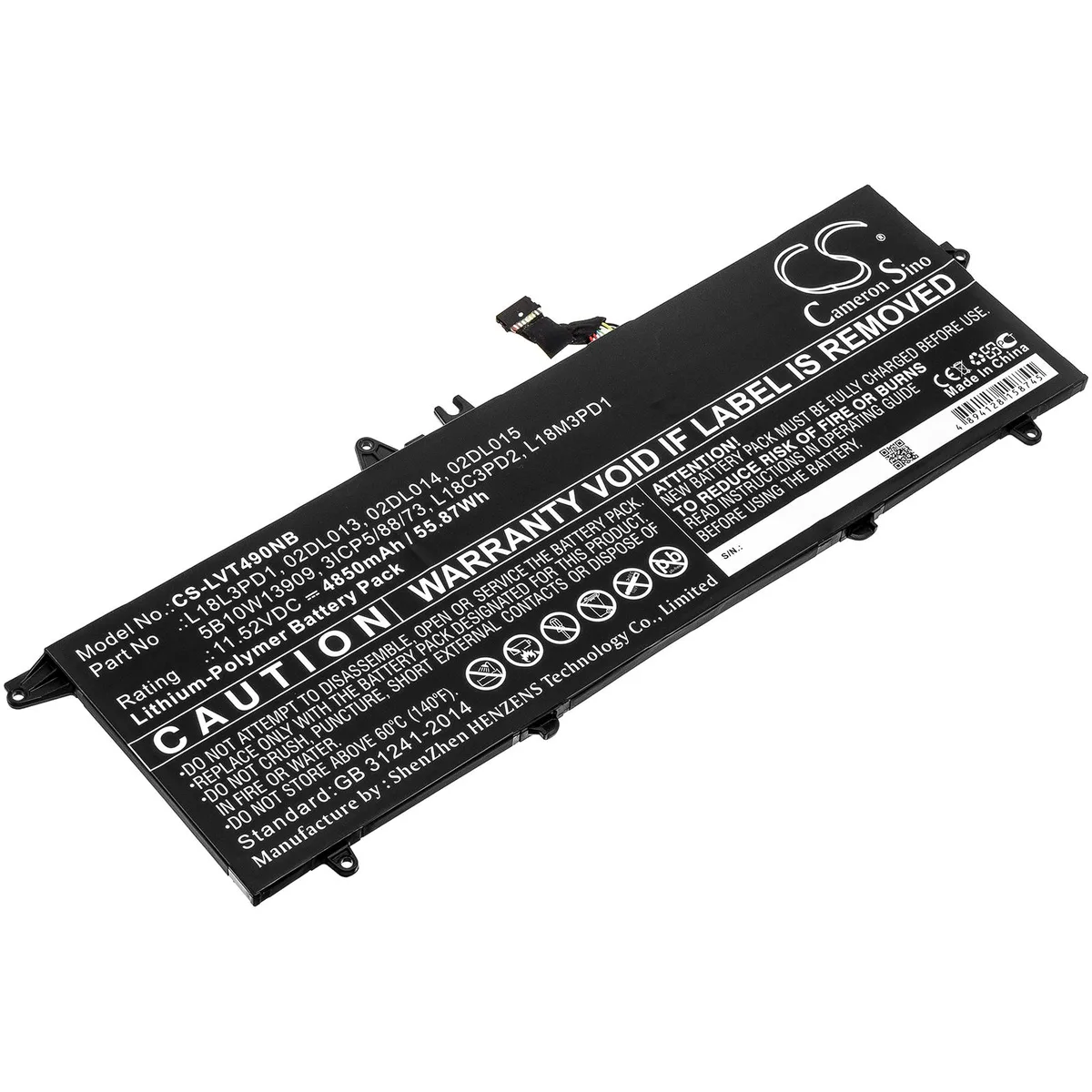 Cameron & Co Cameron & Co DS-CS-LVT490NB laptop battery 4.85 Ah 55.87 Wh Li-Polymer black — product photo