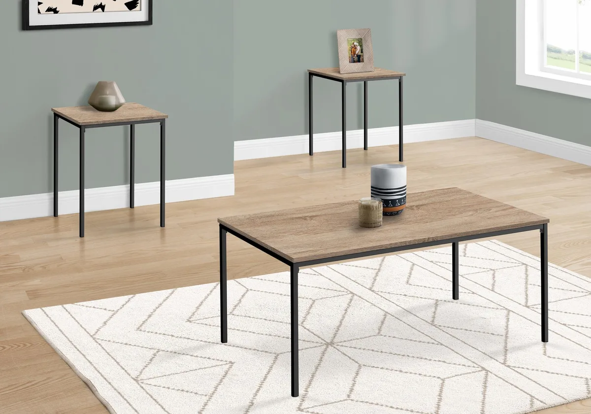 tuphen tuphen 3-Piece Occasional Table Set Dark Taupe Black Metal — product photo