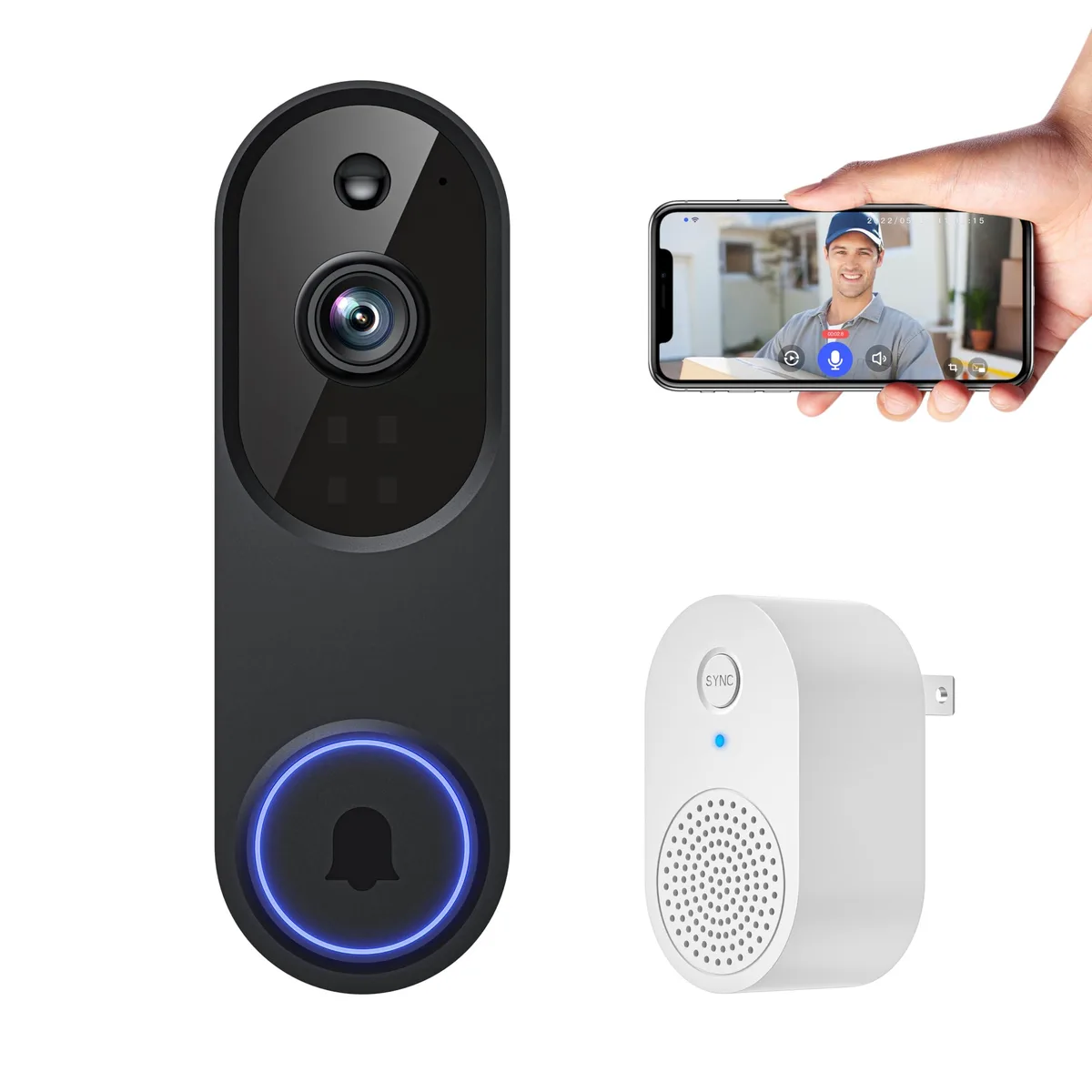 Ubiquiti M52 wireless 1080p video doorbell with receiver, white rectangular design