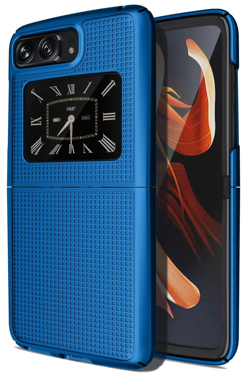 Nakedcellphone Nakedcellphone Textured Grid Hard Case for Motorola RAZR 3 5G (2022) Cobalt Blue — product photo