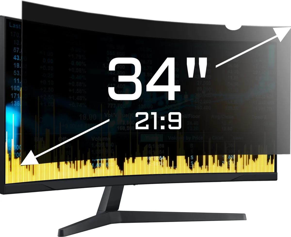 zyy zyy 34 inch 21:9 curved privacy screen filter 31 1/4 x 13 3/8 2 in 1 accessory — product photo