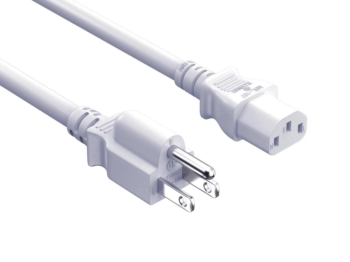 Cable Leader Cable Leader 2ft NEMA 5-15P to C13 Power Cord 18 AWG 10A 125V White — product photo