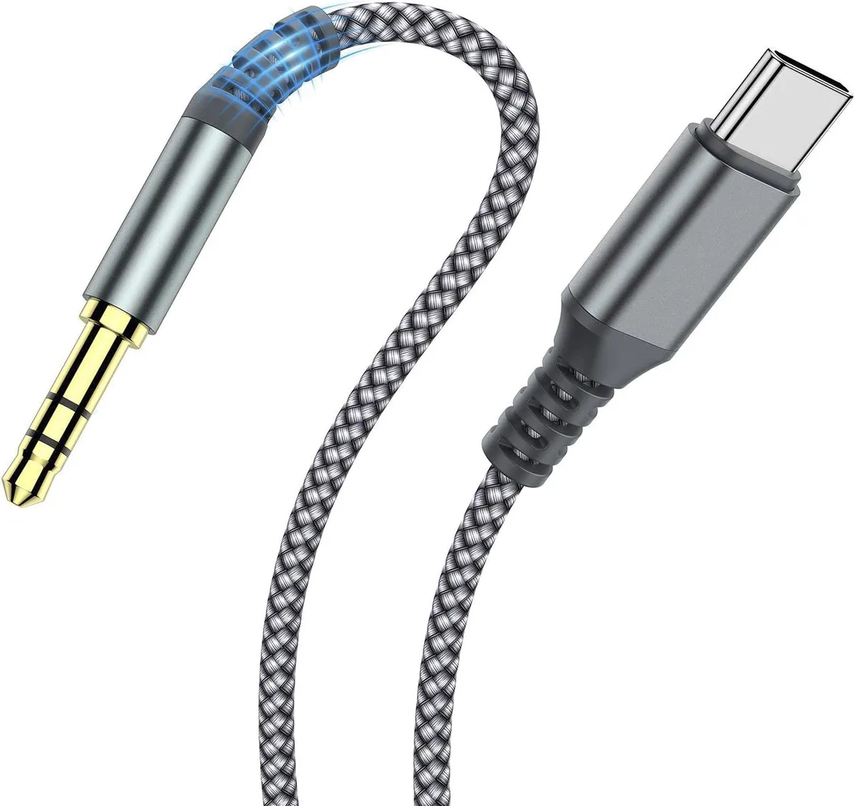 Corn Electronics Corn Electronics USB C to 3.5mm Audio Aux Jack Cable 3.3FT Gray audio video converter — product photo