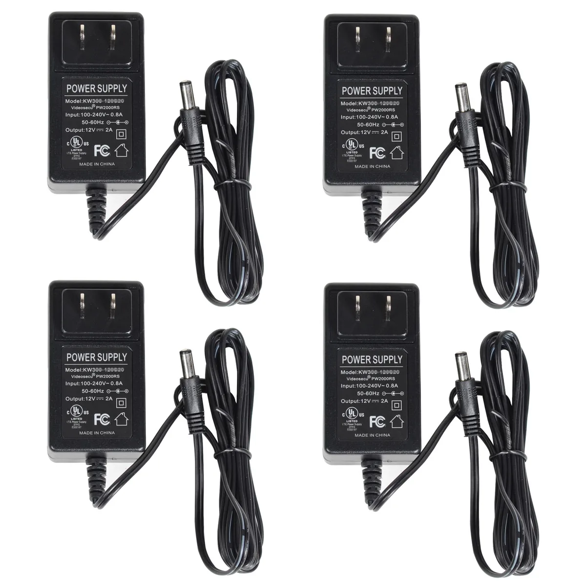 VideoSecu VideoSecu PW2000RS4 4× Power Supply 12V 2A 70 in — product photo