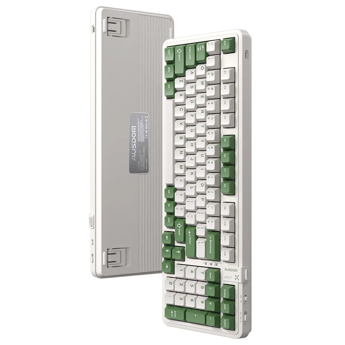 AUSDOM AUSDOM 98Pro Green &amp; White-Silent Gaming Keyboard — product photo
