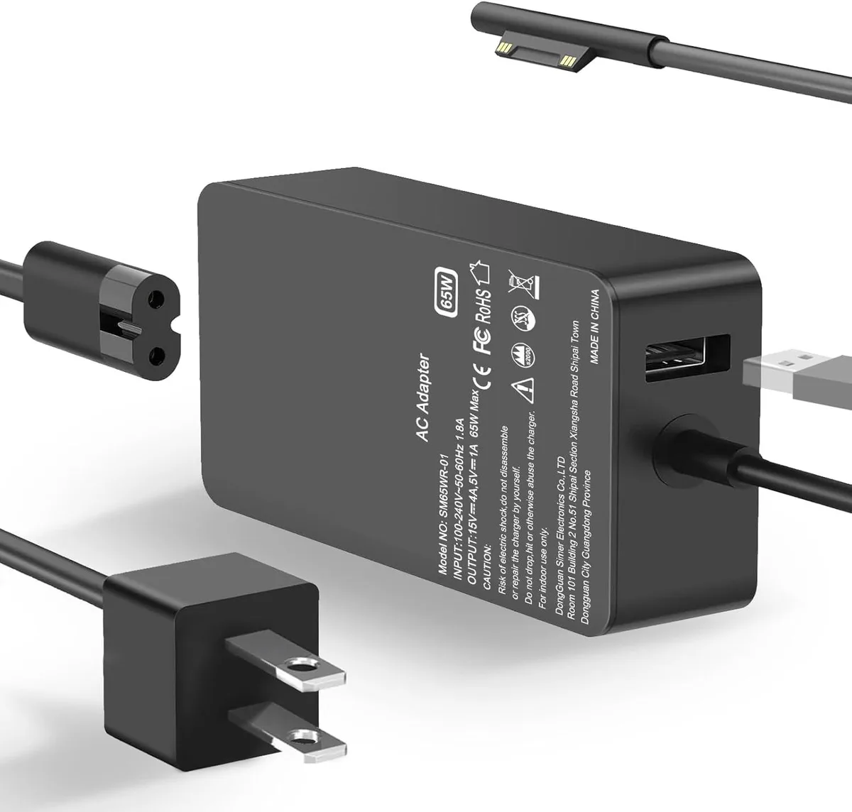 PISKEKAT PISKEKAT 65W Surface Pro Charger with USB Port — product photo