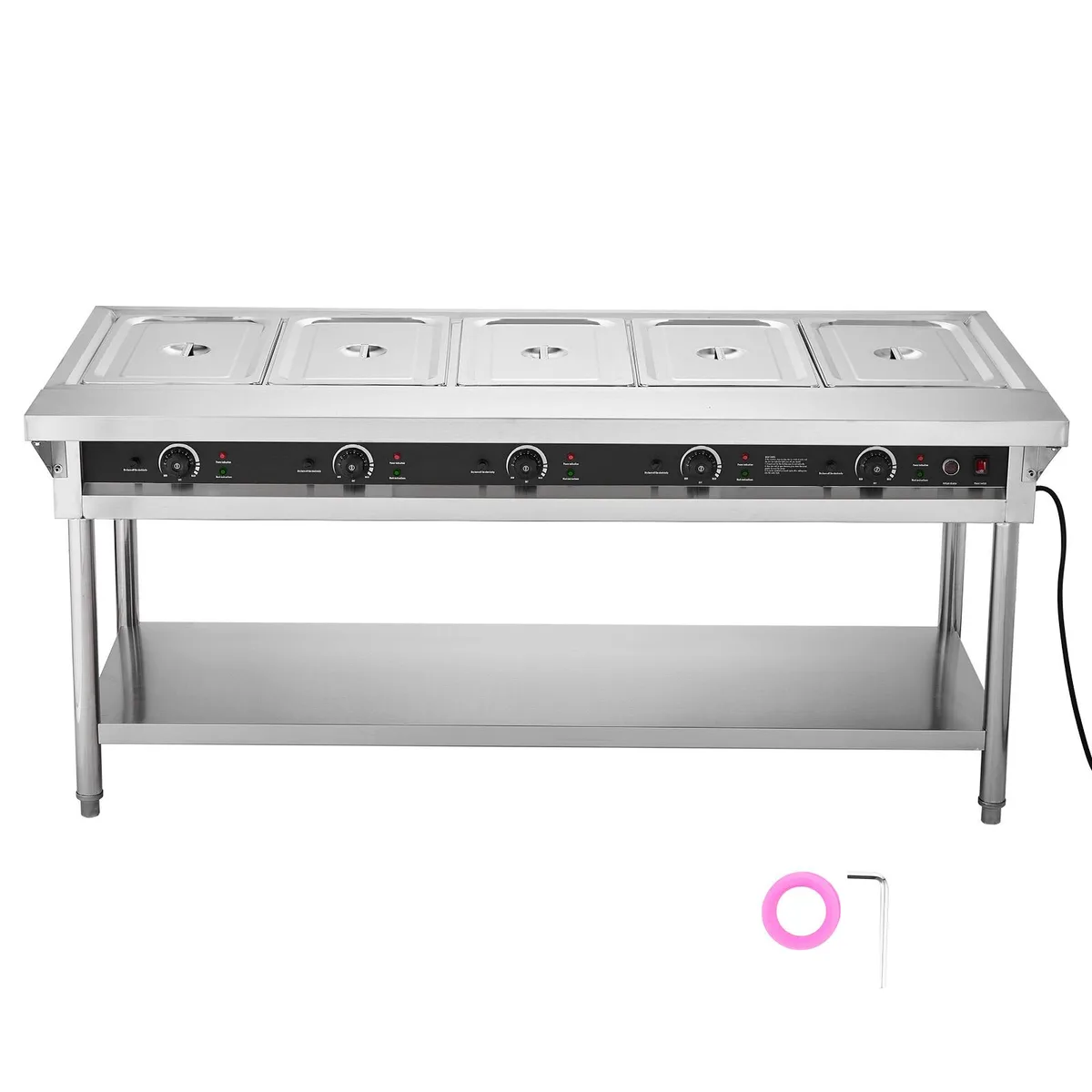 VEVOR VEVOR 5-Pan Electric Steam Table, 750W x 5, Independent Temp Control, Undershelf — product photo