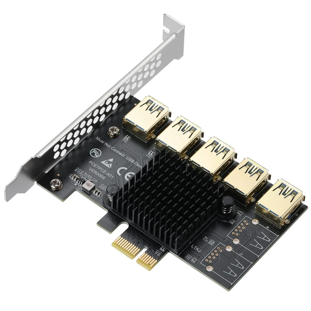 Vszerda Vszerda PCI-E 1 to 5 Riser Card 1X to 5 USB 3.0 ASM1187e — product photo