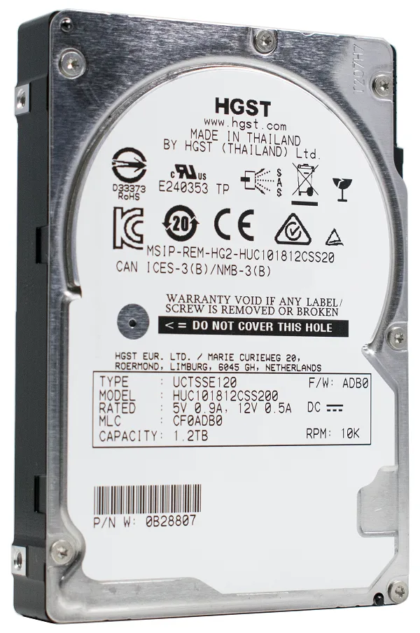 Hitachi, Ltd. Hitachi, Ltd. HGST Ultrastar C10K1800 1.2TB 10520 RPM SAS 12Gb/s 2.5" 128MB 512n ISE — product photo
