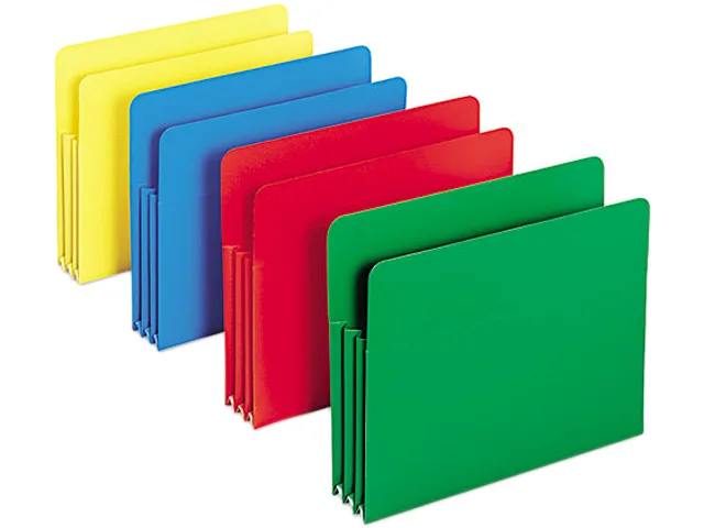 Smead Smead 73500 Poly File Pockets Letter 3.5" Expansion Assorted 4/Box — product photo