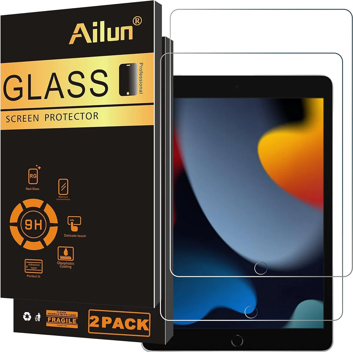 Two clear tempered glass screen protectors for 10.2 inch iPad