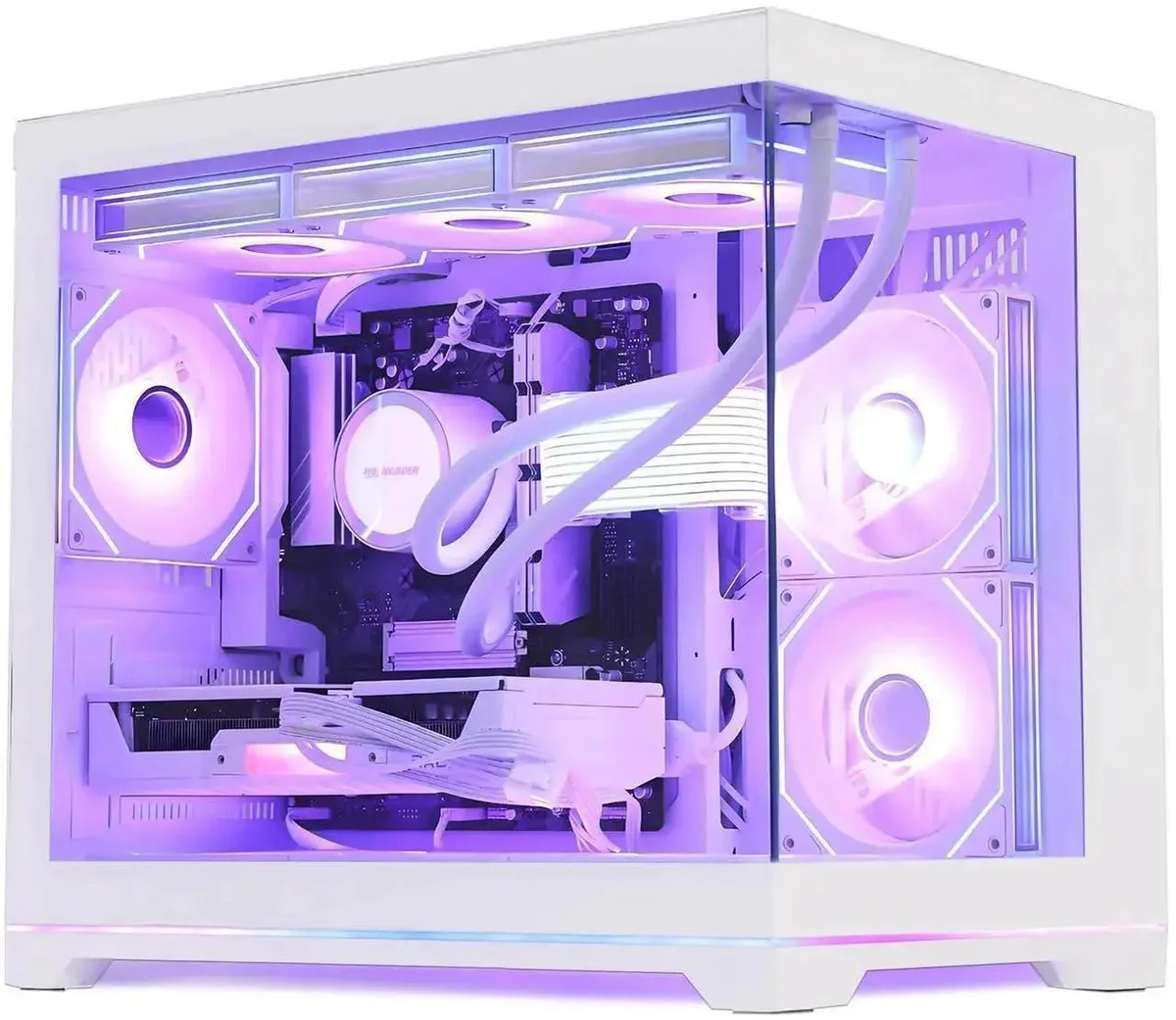 Hoengager Hoengager Gaming PC Ryzen 5 9600X RX 9060 XT 16G 32GB DDR5 3TB 360 Liquid White — product photo