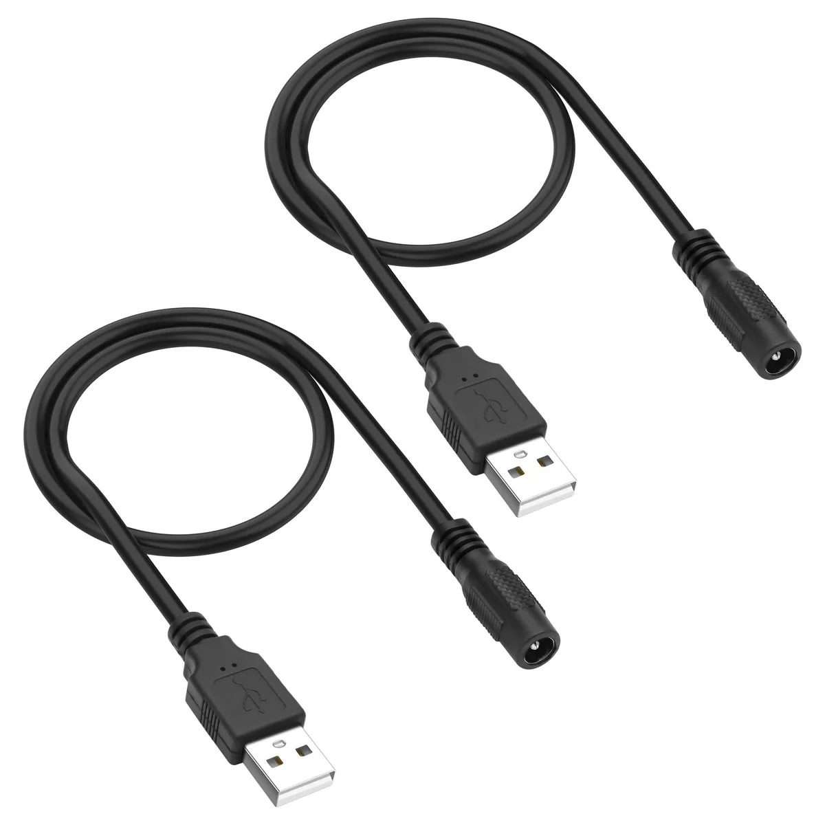  MEIRIYFA USB 2.0 A to DC 5.5x2.1mm Charge Cable 0.3m 2-Pack Black — product photo