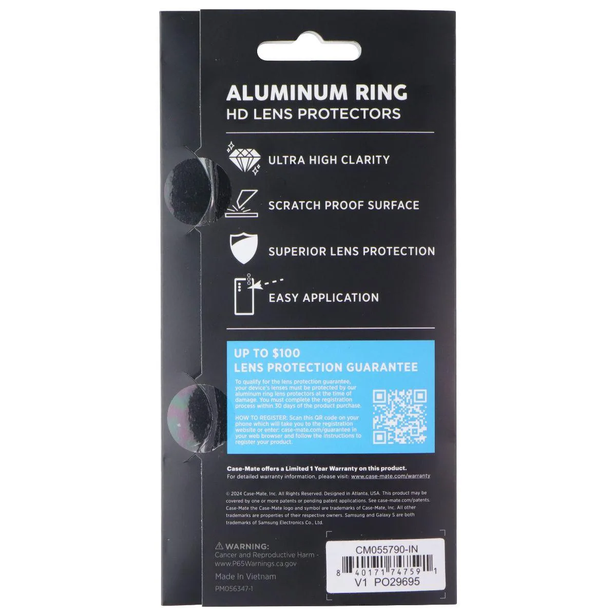 Case-Mate Case-Mate Aluminum Ring HD Lens Protector for Galaxy S25 Black — product photo