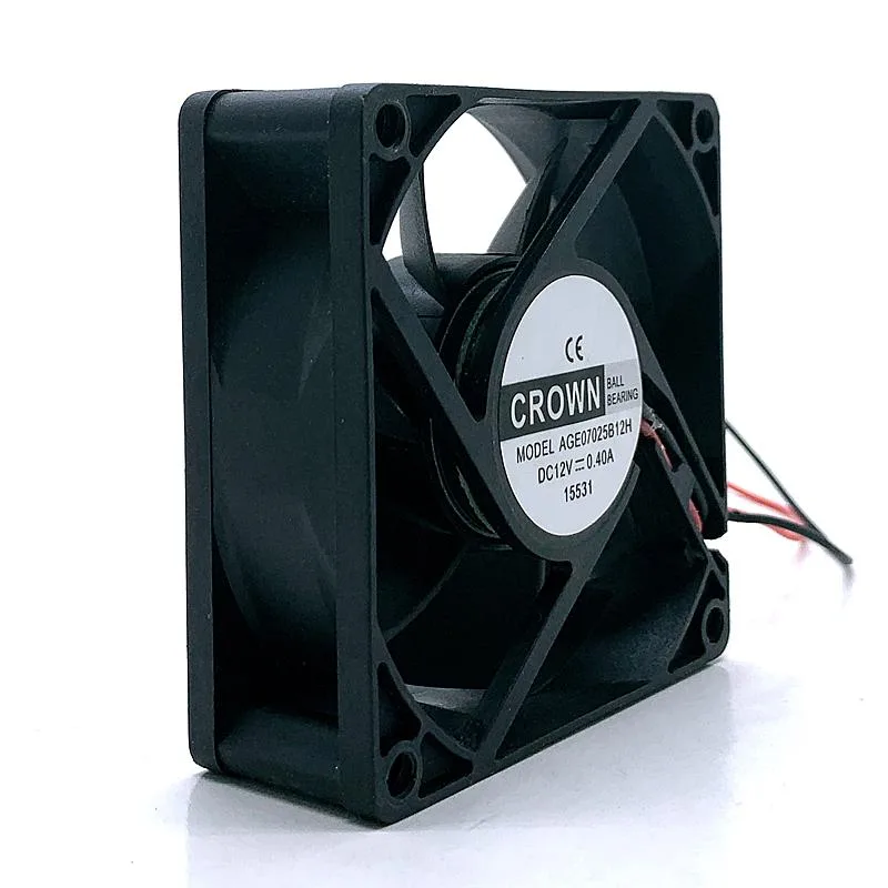 SXDOOL SXDOOL AGE07025B12H 70x70x25mm 12V .40A Ball Bearing Red/Black Bare Leads 21cm case fan — product photo