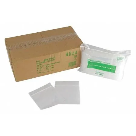 Clear polyethylene reclosable bag with zip seal, flat pack of 1000