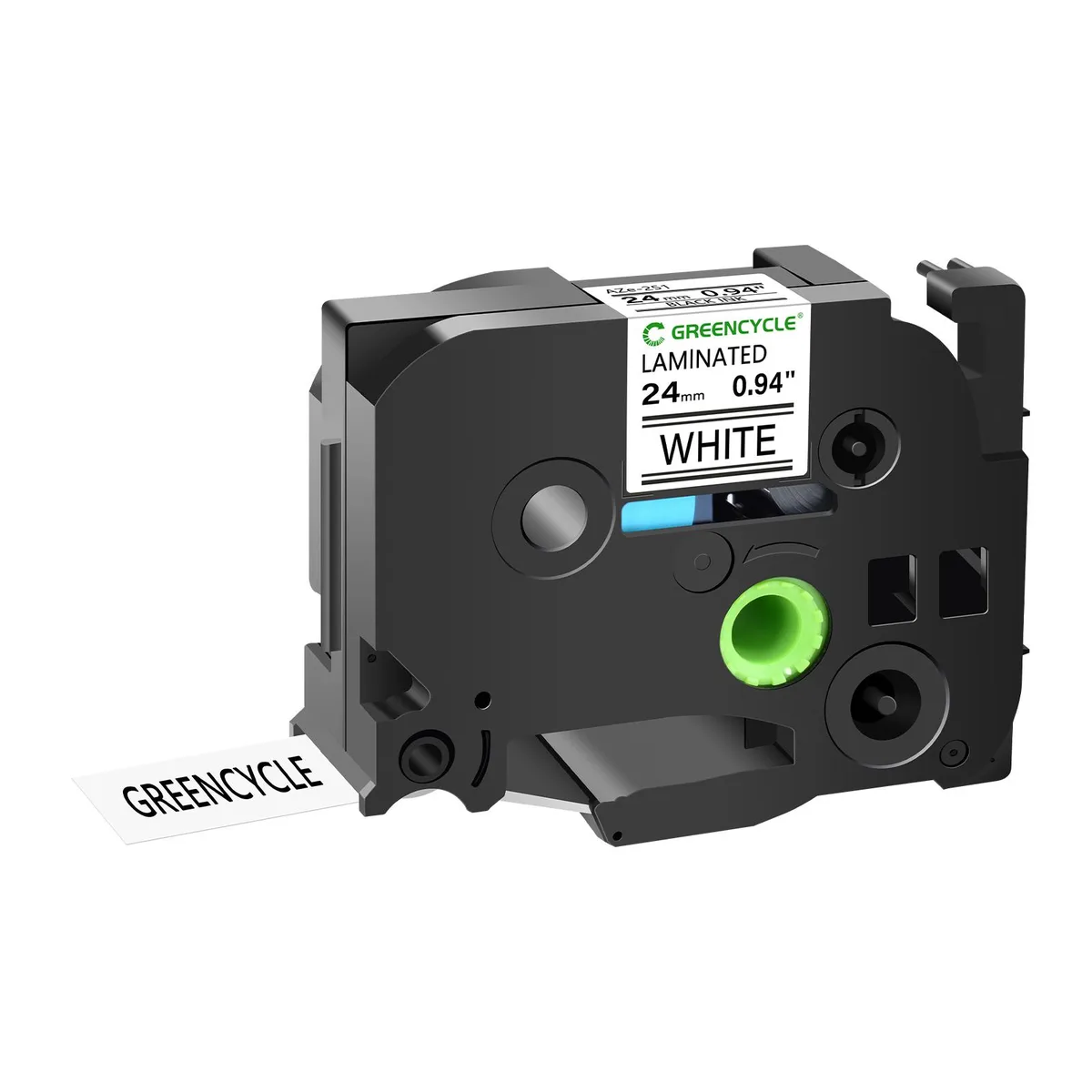 GREENCYCLE GREENCYCLE TZe-251 Laminated Tape 24mm 8m Black on White — product photo