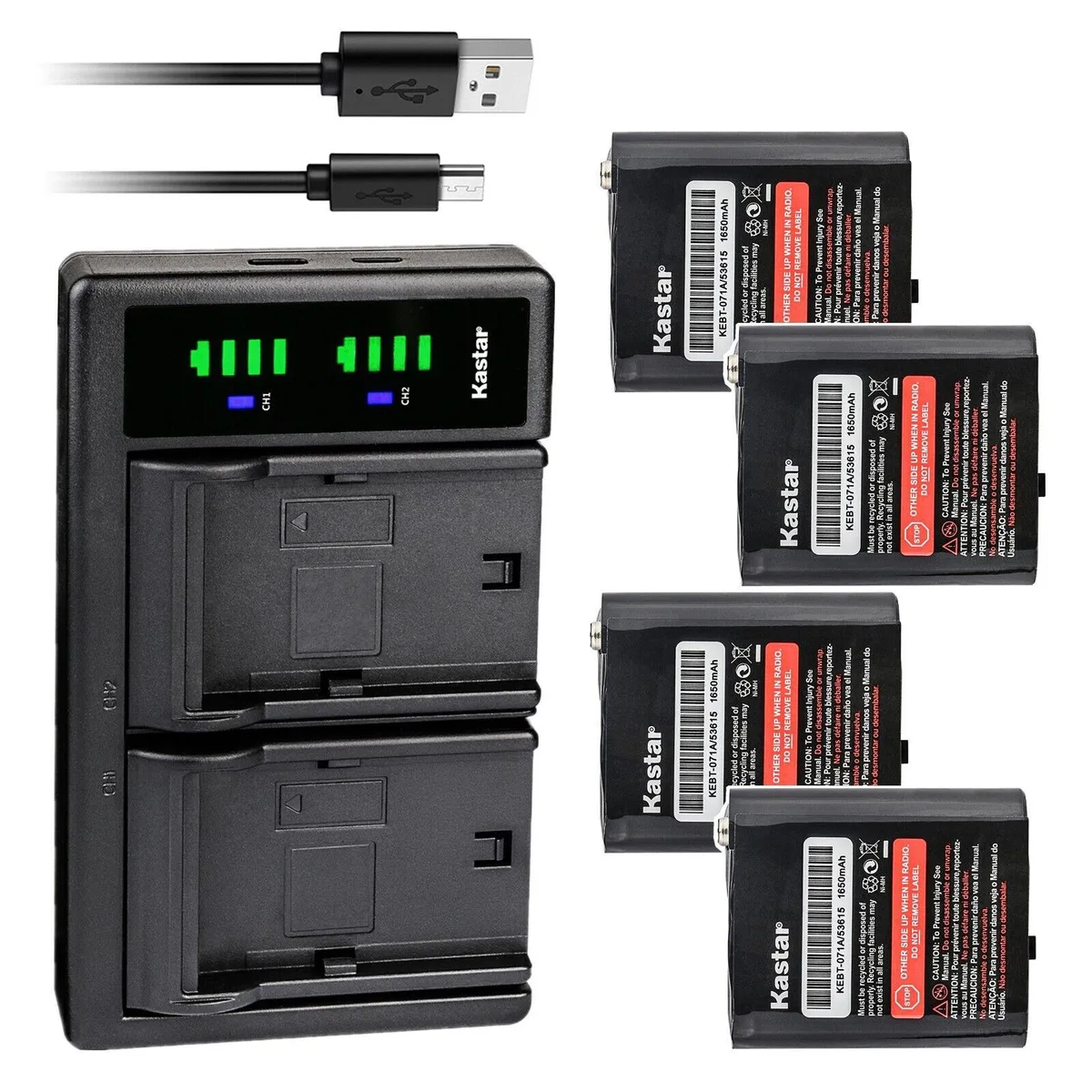 Kastar Kastar 4-pack Ni-MH batteries + LTD2 USB charger for Motorola TalkAbout — product photo