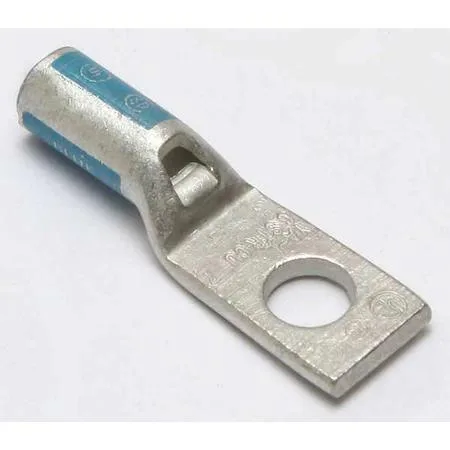 Copper compression lug, one-hole, straight tongue, blue finish