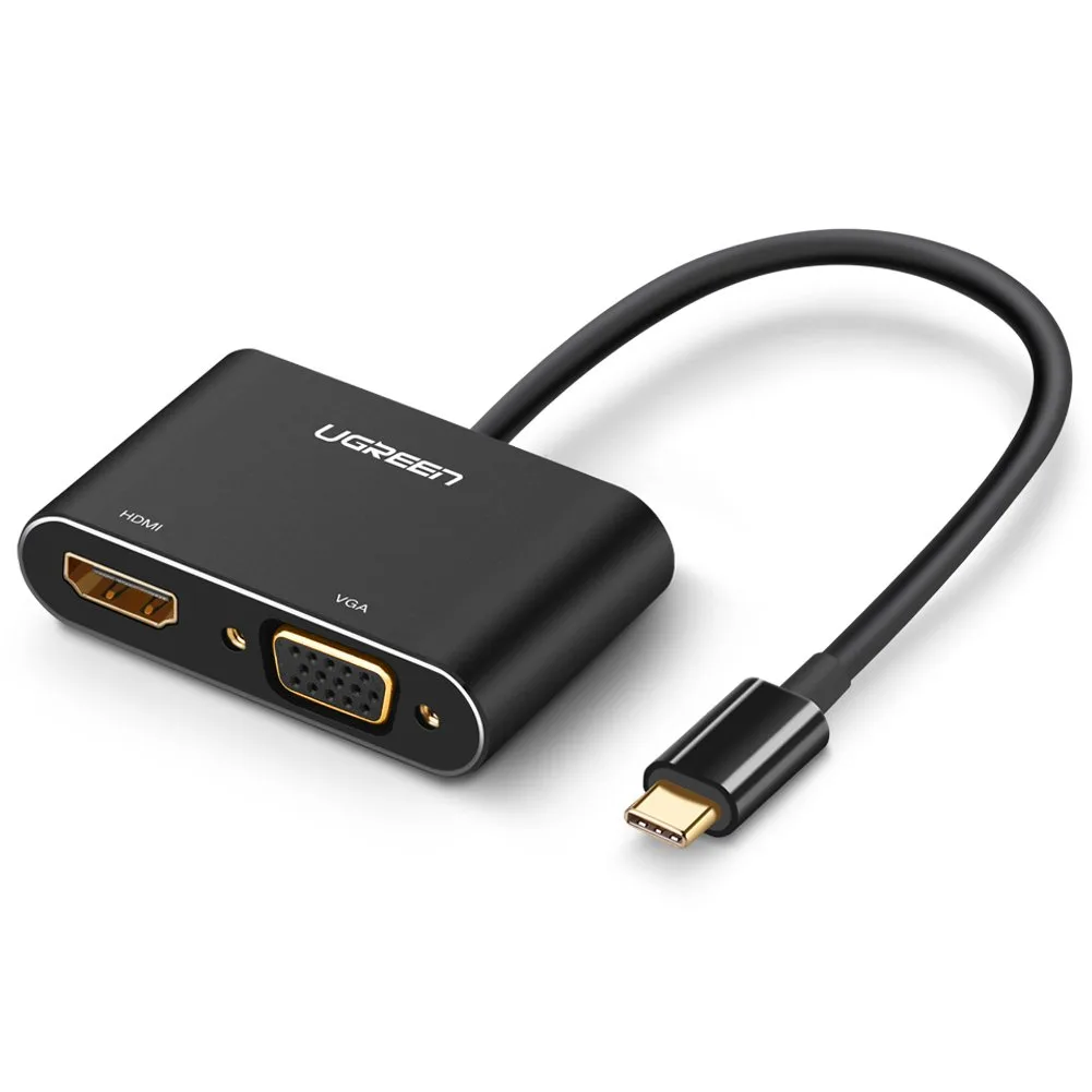 LUOM LUOM USB-C to HDMI + VGA Adapter Thunderbolt 3 20cm Black — product photo