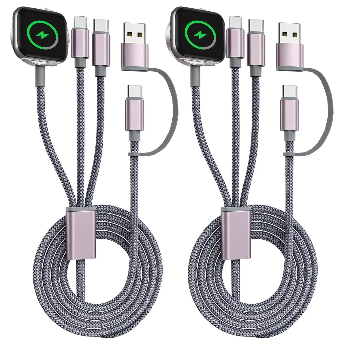  Critin 3-in-2 USB-C Cable with Magnetic Watch Charger, 48-strand, 1.25m, Grey — product photo