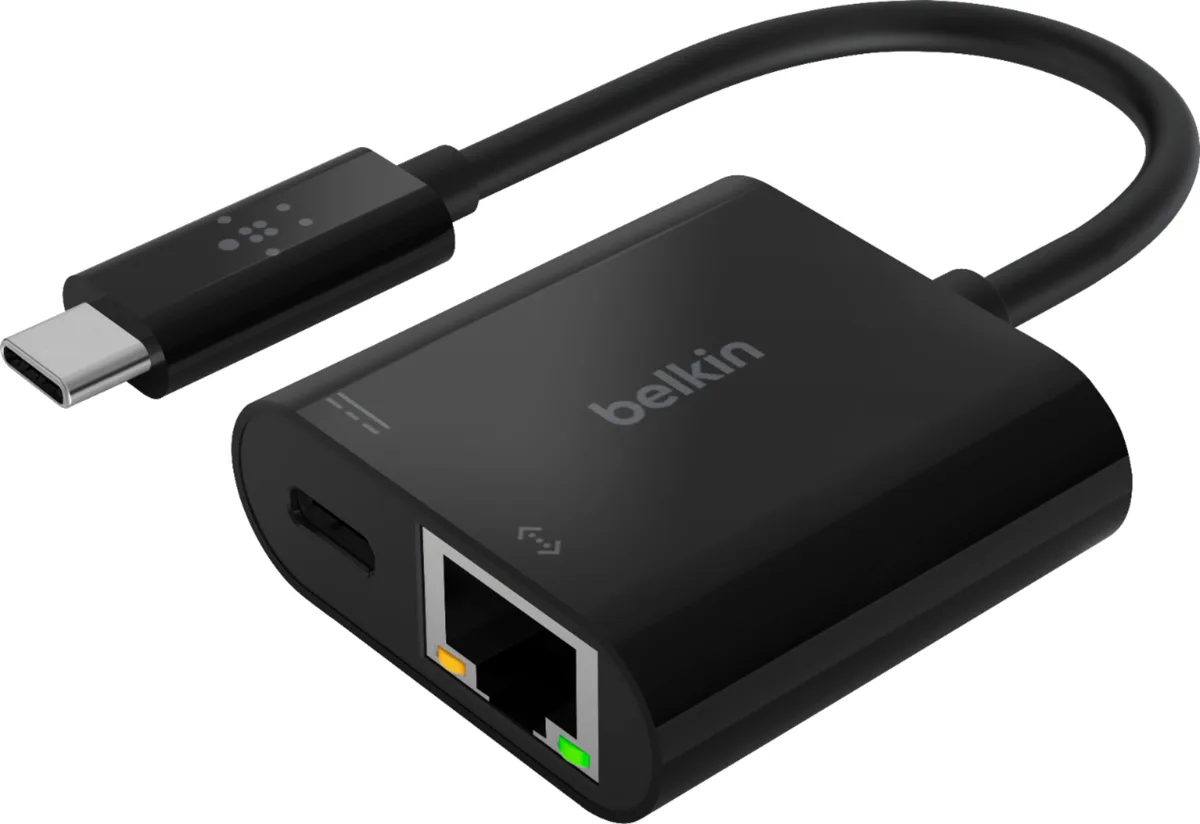 Belkin Belkin USB-C Network Adapter with RJ-45 and Power Delivery Black — product photo