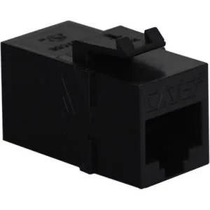 Black CAT5e RJ-45 inline coupler module jack