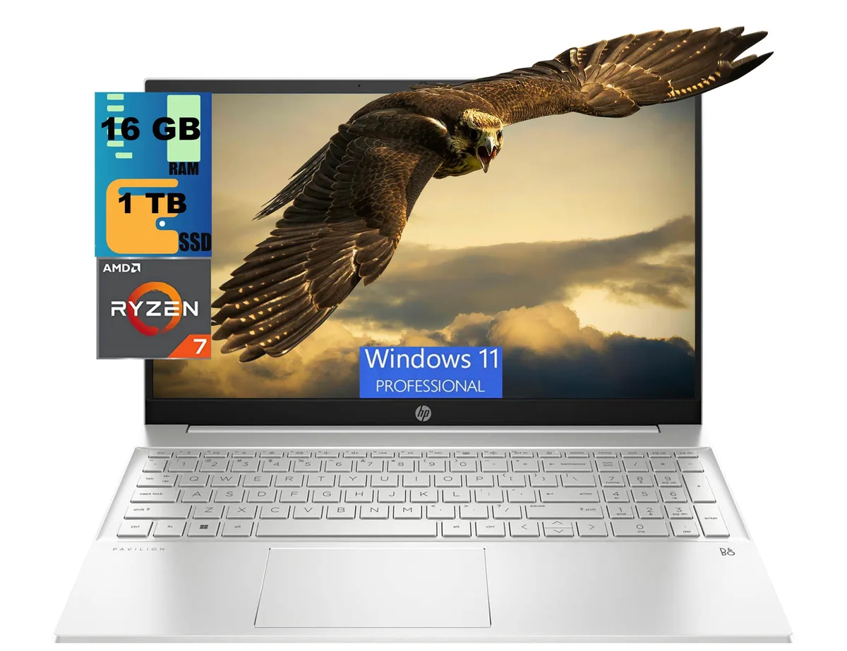 HP HP Pavilion 15 laptop Ryzen 7 7730U 16GB 1TB SSD 15.6" FHD Silver — product photo