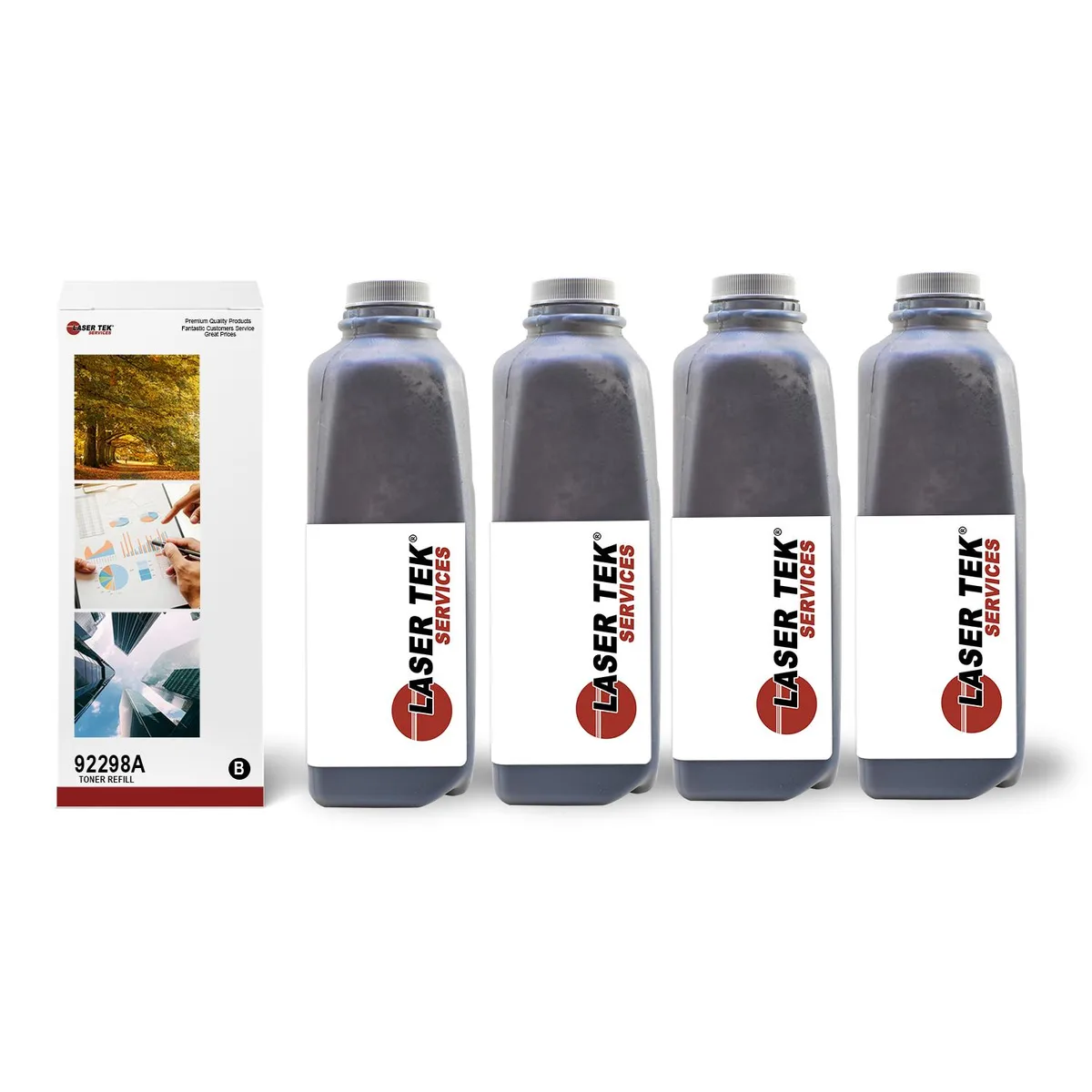 Laser Tek Services Laser Tek Services Black Toner Refill Kit Four Pack for HP LaserJet 4 5 98A 92298A — product photo