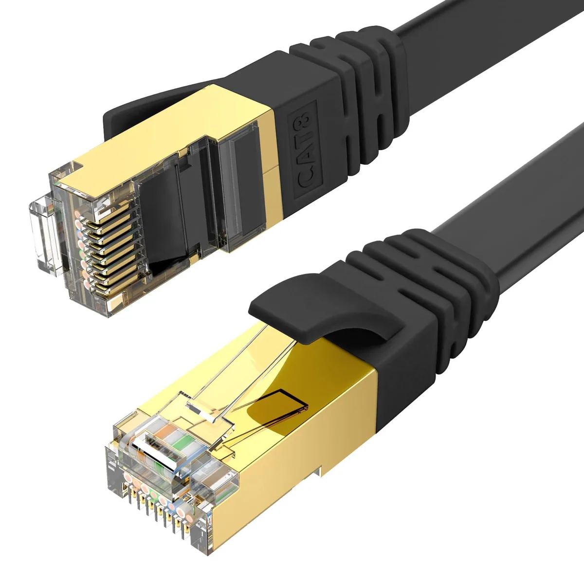 No Sew No Sew CAT8 Ethernet Cable 20 ft 40Gbps 2000MHz Flat Black — product photo