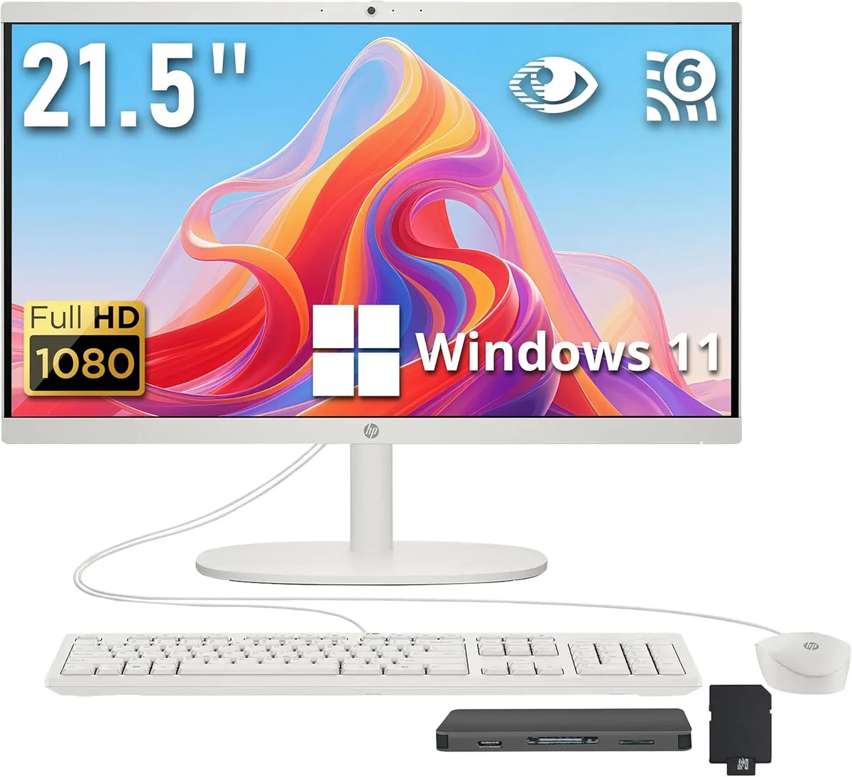 HP HP 21.5" FHD Touch All-in-One PC Intel N100 8GB DDR5 1.12TB White — product photo