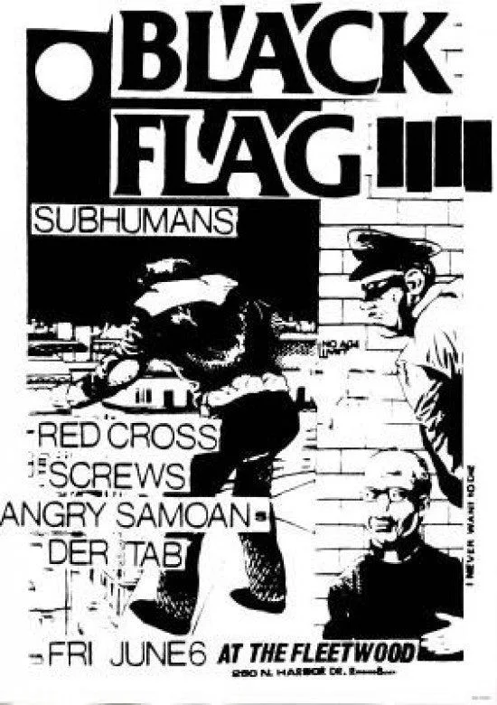Black Flag Subhumans poster print, 22 by 34 inches, on heavy paper