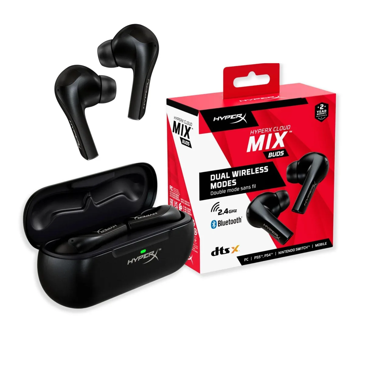 HyperX HyperX Cloud MIX Buds Wireless Earbuds 2.4GHz Bluetooth Black — product photo
