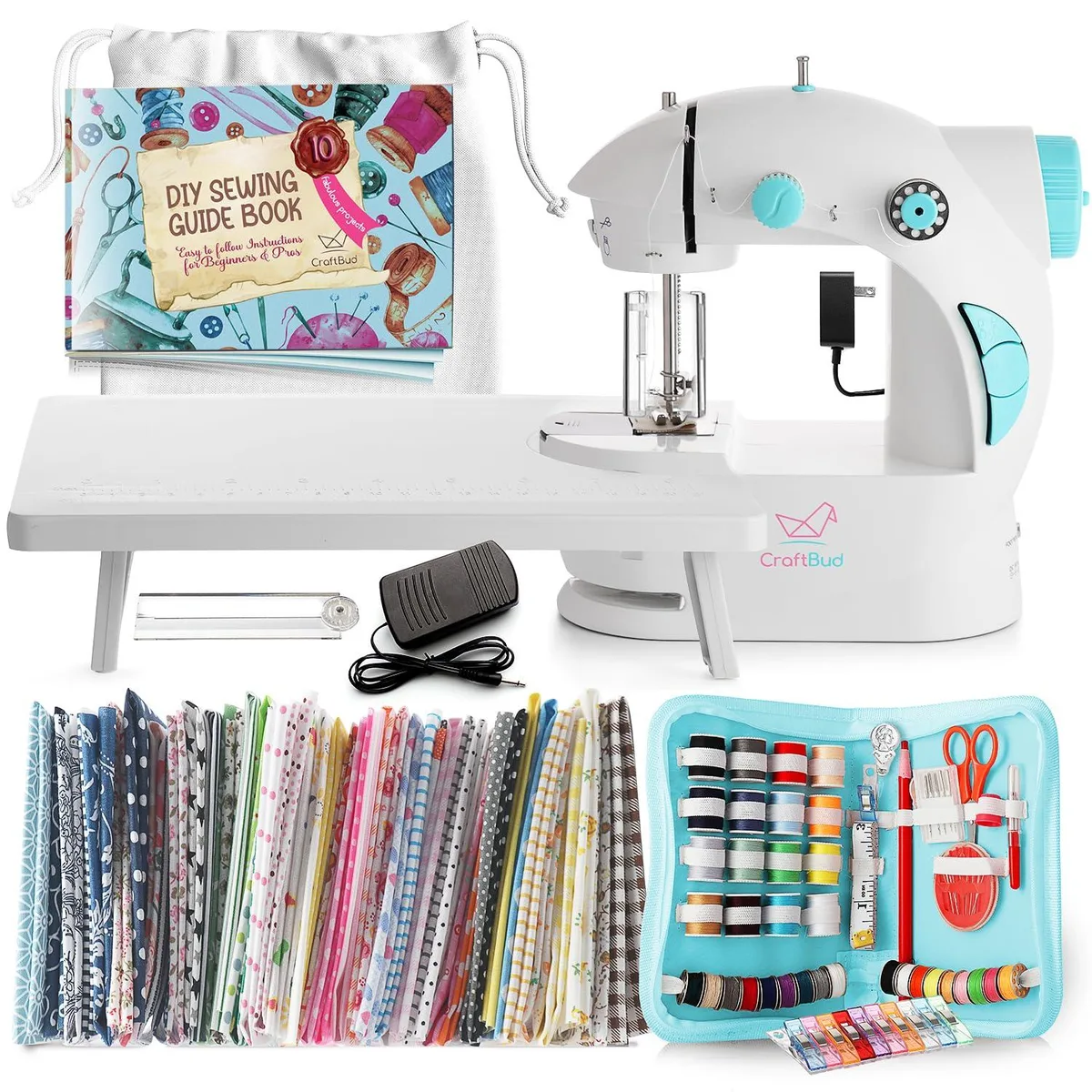  CraftBud CB-SWNGSET Mini Sewing Machine 122-Piece Kit Blue — product photo