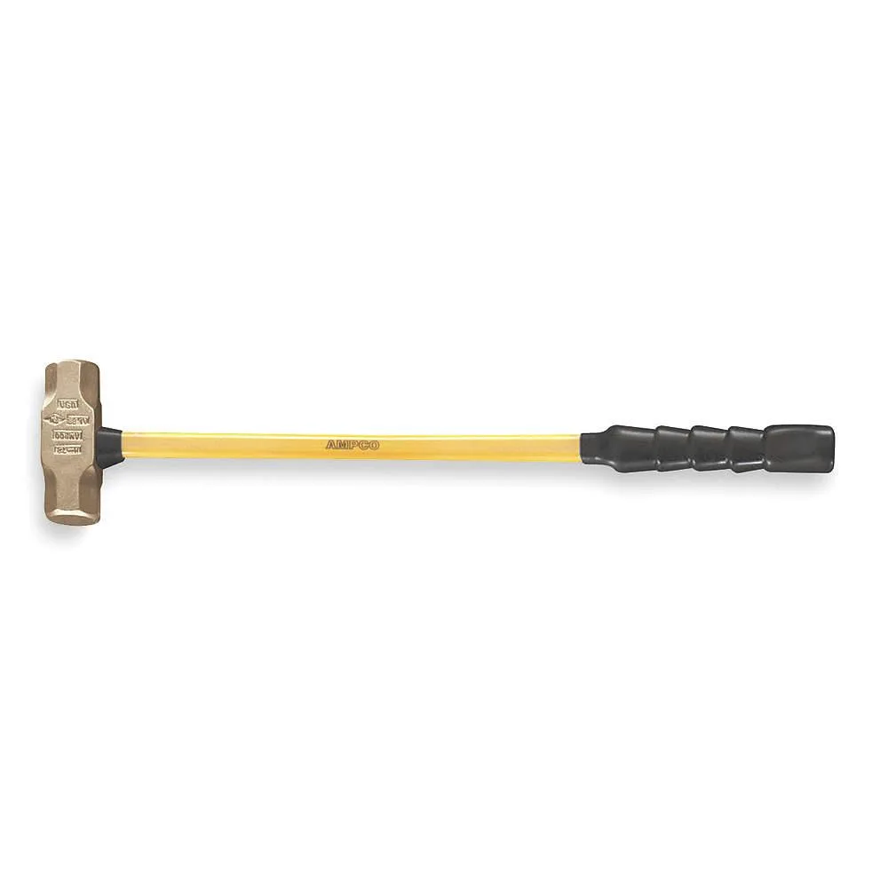 Ampco H-72FG non-sparking sledgehammer with 10 lb aluminum bronze head and 33 in black yellow fiberglass handle
