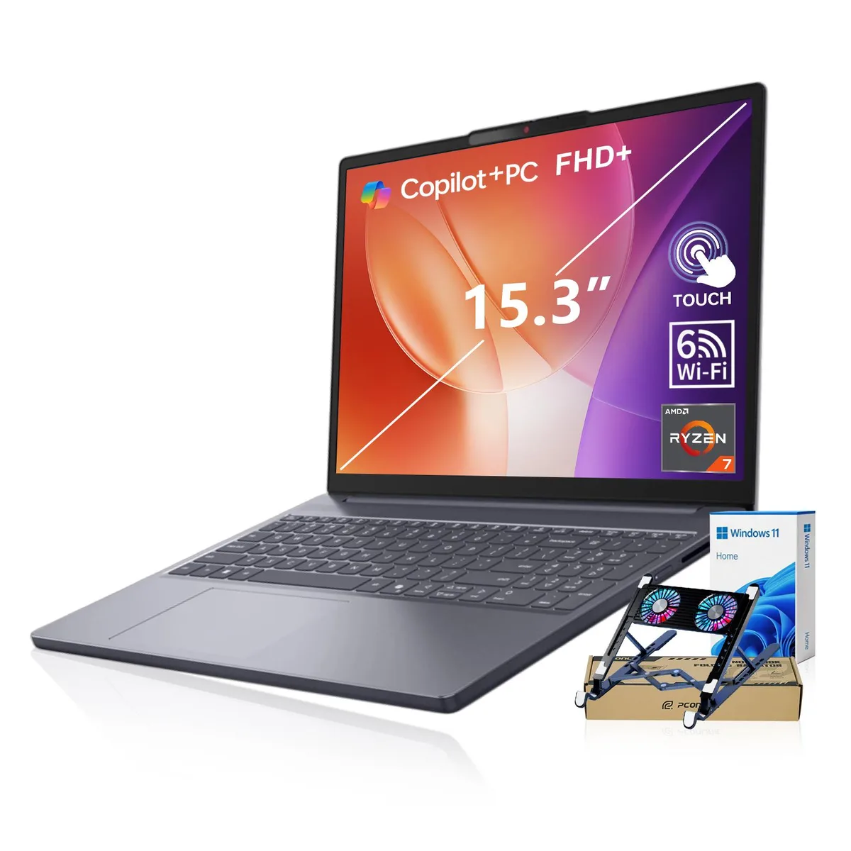 Lenovo Lenovo IdeaPad Slim 3 15.3" FHD+ Touchscreen Laptop AMD Ryzen 7 170 64GB DDR5 1TB SSD Grey PCO Cooler — product photo