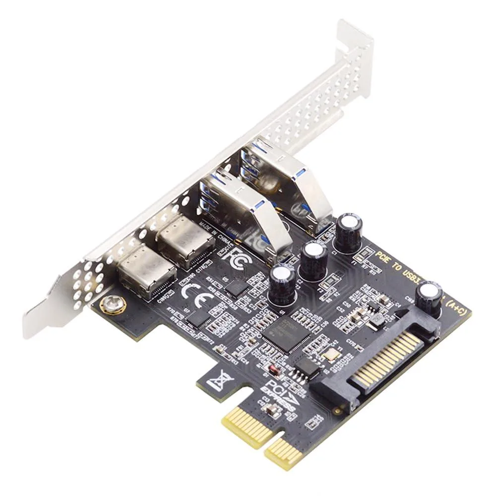 LORDWORLD LORDWORLD USB 3.1 Gen1 5Gbps Dual Type-A & Type-C PCIe x1 Card uPD720201 Low Profile Bracket — product photo