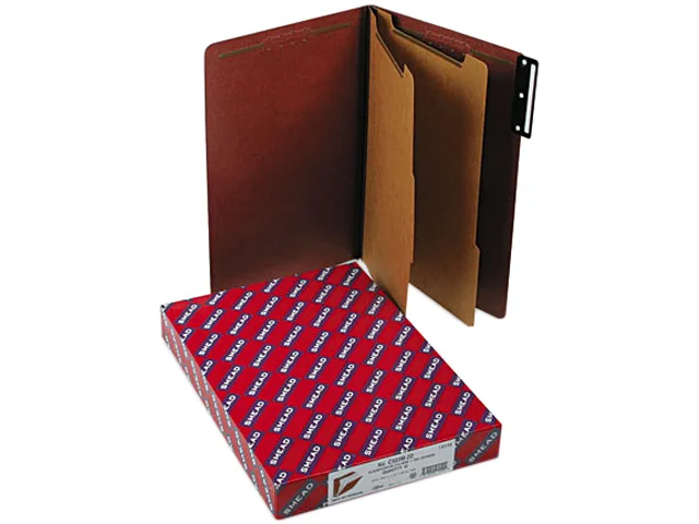 Smead Smead 19230 pressboard classification file folders, legal, six-section, red, 10 per box — product photo