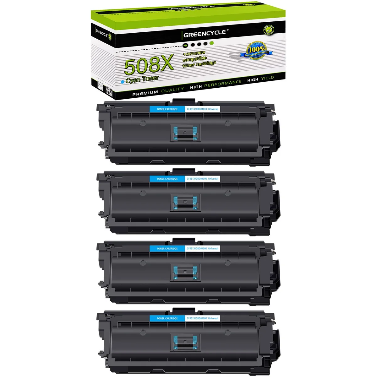 GREENCYCLE GREENCYCLE 508X CF361X Cyan Toner Cartridge 4 Pack — product photo