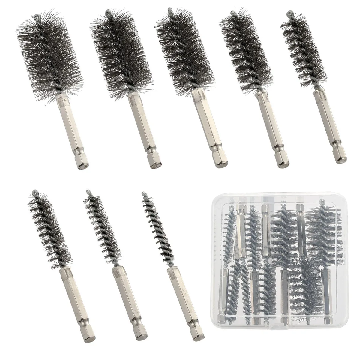 Audiovox - Generic Audiovox - Generic 8pcs Stainless Steel Bore Brush Set 1/4 Inch Hex Shank — product photo