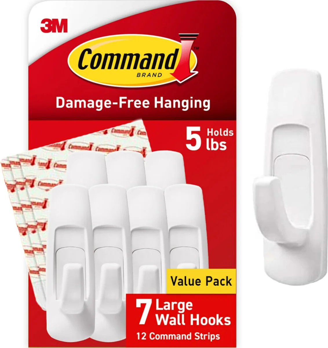  Command Large Utility Hooks 7 Hooks 12 Strips 5 lb — product photo