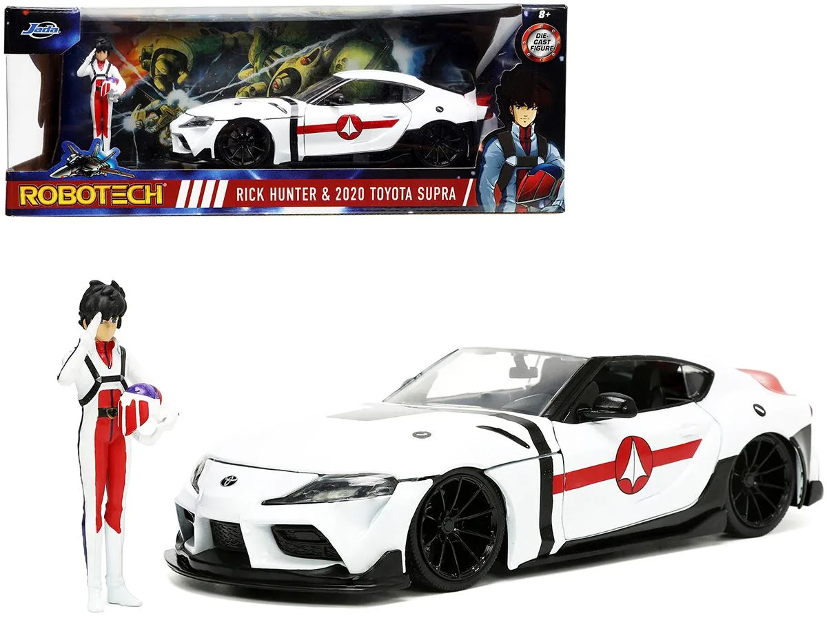 Jada Jada 2020 Toyota Supra White &amp; Rick Hunter Robotech Hollywood Rides 1/24 Diecast Vehicle — product photo