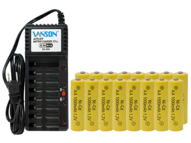 DUSLAN DUSLAN V868 8-bay AA/AAA charger with 16 AA 1000 mAh NiCd batteries — product photo