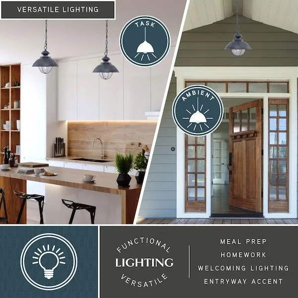 Vaxcel Vaxcel Harwich T0265 1-Light Coastal Outdoor Pendant Gray Clear Glass — product photo