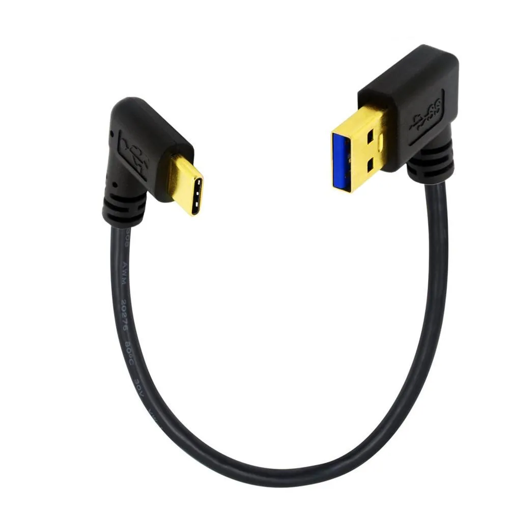 TeKit TeKit 1ft 90° Left-Angle USB-A 3.0 to USB-C 3.1 Cable 18W 5Gbps — product photo