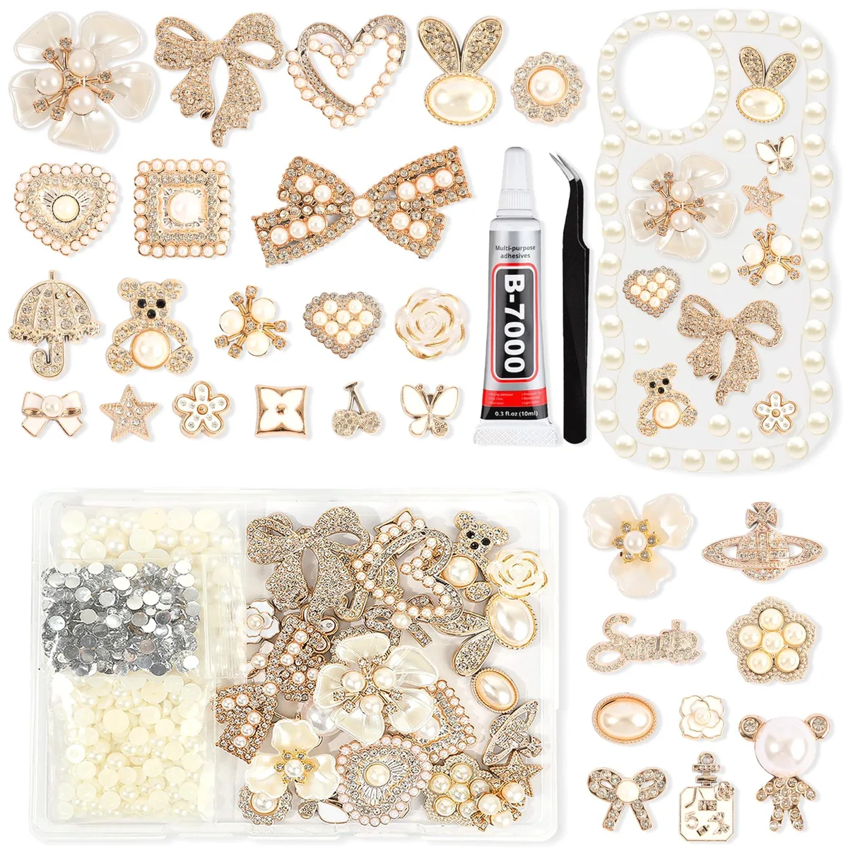  Evening Crystals Junk Case Charms Kit 29 pcs B7000 glue — product photo